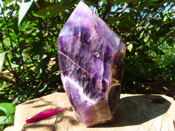 Polished  Medium Chevron Amethyst Quartz Crystal Points x 3 From Zambia - TopRock