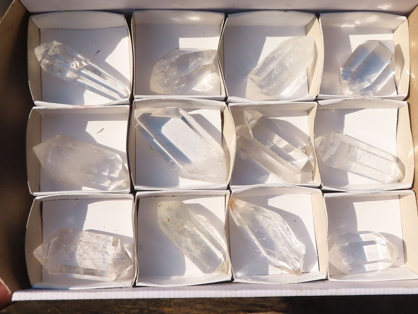 Polished Semi Optic Double Terminated Quartz Points x 12 From Madagascar - Toprock Gemstones and Minerals 