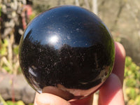 Polished Schorl Black Tourmaline Spheres x 3 From Madagascar - Toprock Gemstones and Minerals 