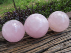 Polished Pink Rose Quartz Spheres With Asterisms In Some  x 3 From Madagascar - TopRock