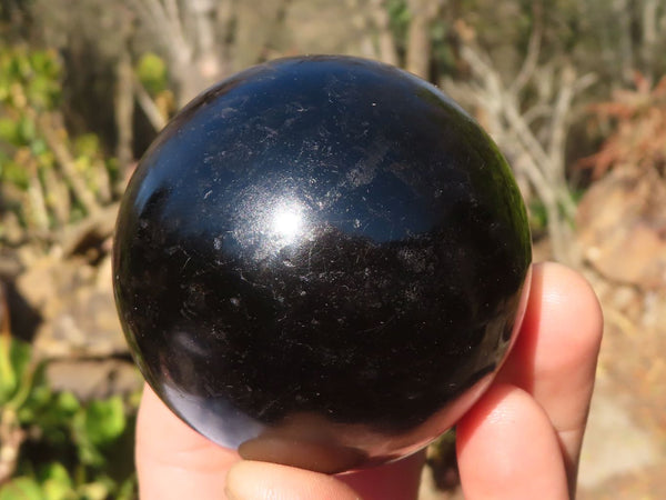 Polished Schorl Black Tourmaline Spheres x 3 From Madagascar - Toprock Gemstones and Minerals 