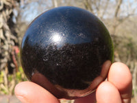 Polished Schorl Black Tourmaline Spheres x 3 From Madagascar - Toprock Gemstones and Minerals 