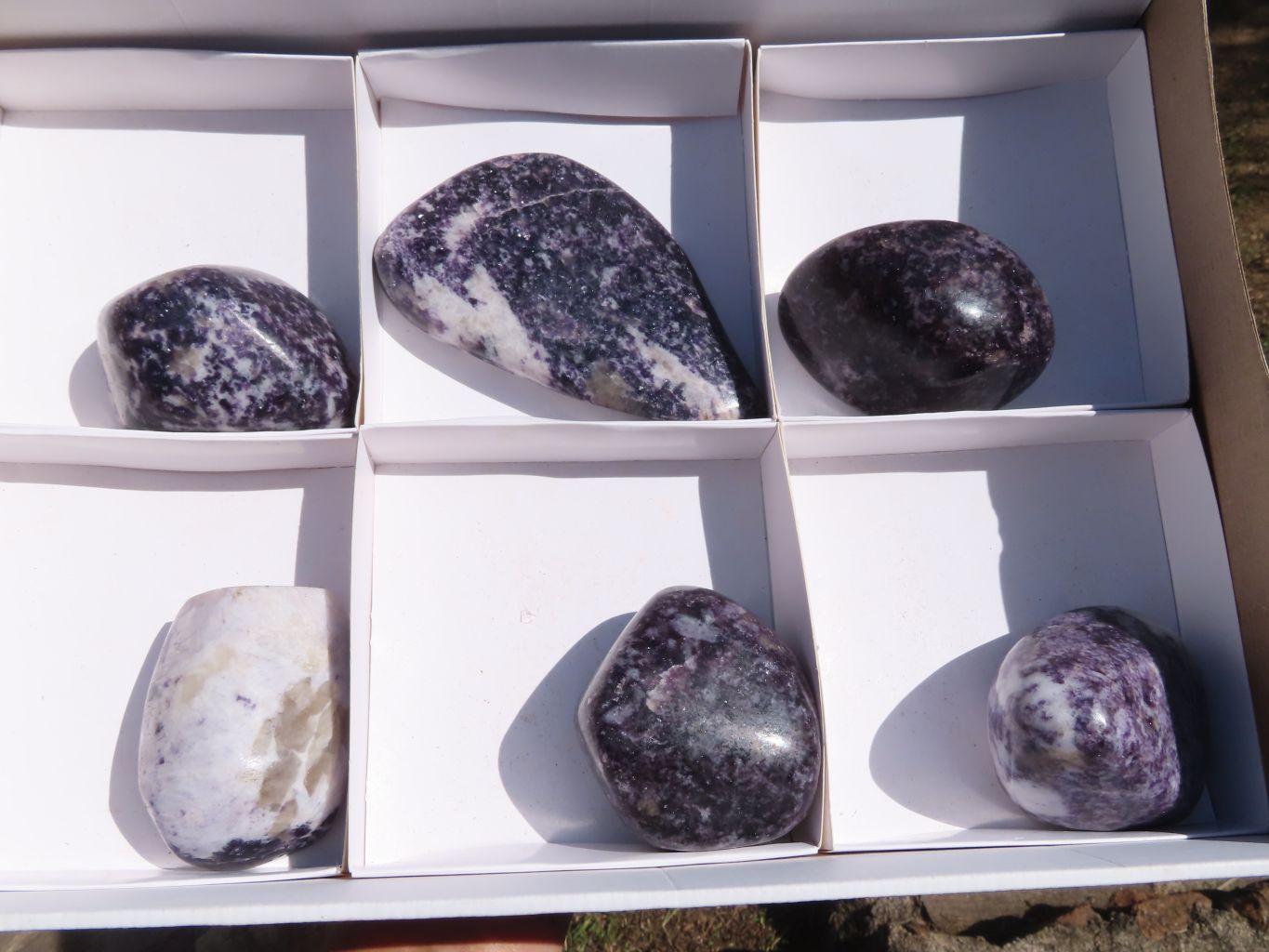 Polished Stunning Specular Purple Lepidolite with White Contrasting Colours Free Forms x 6 From Zimbabwe - TopRock
