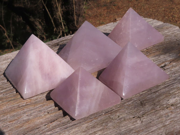 Polished Pink Rose Quartz Pyramids  x 5 From Madagascar - TopRock
