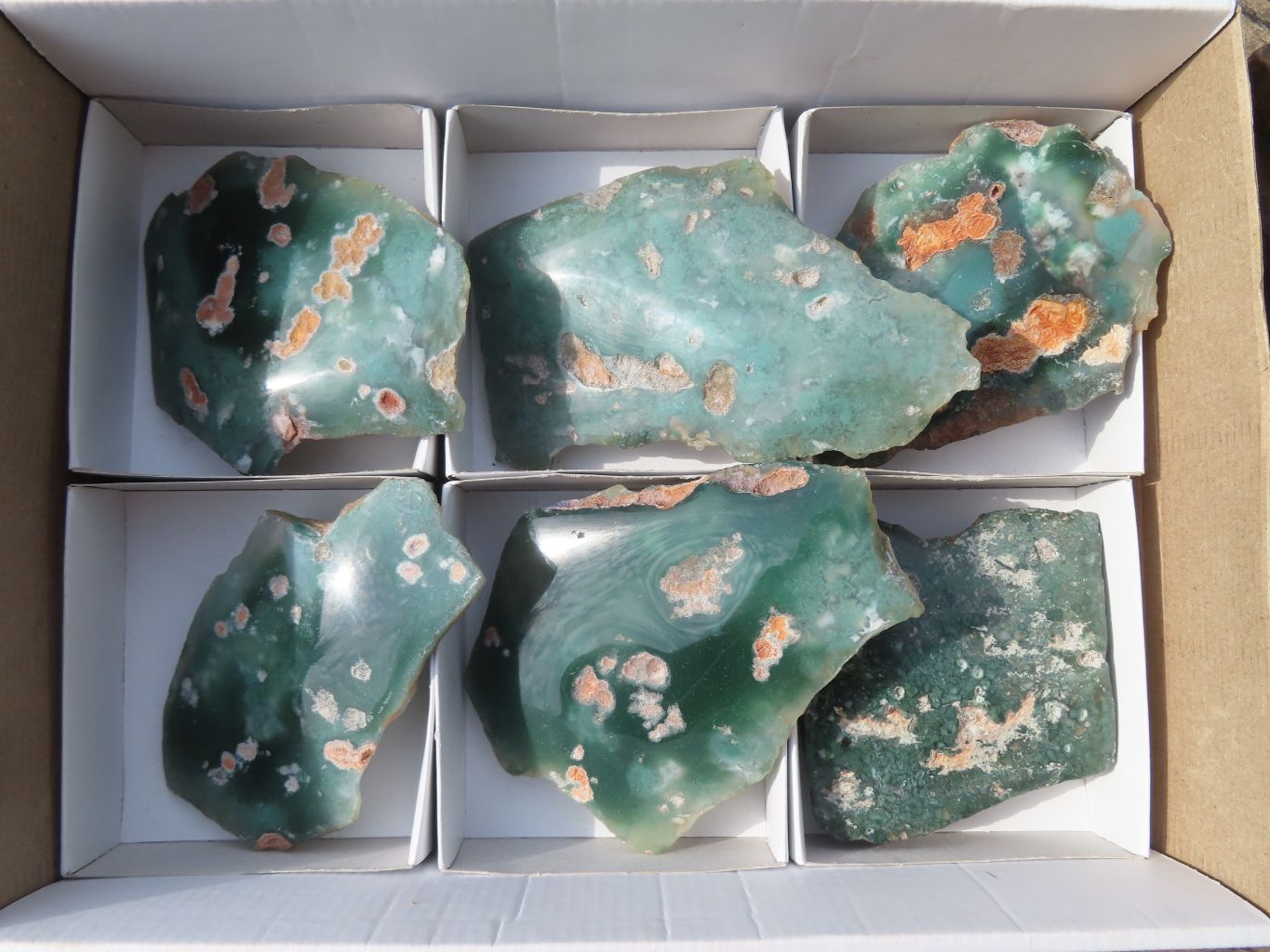 Polished One Side Polished Emerald Mtorolite Plates  x 6 From Zimbabwe - Toprock Gemstones and Minerals 