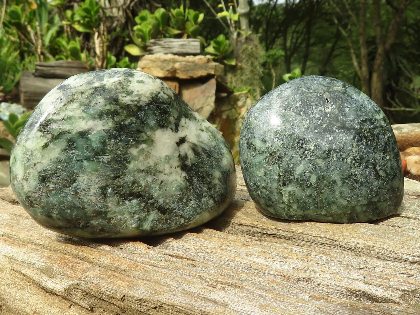 Polished Green Emerald Matrix Free Forms x 2 From Zimbabwe - Toprock Gemstones and Minerals 