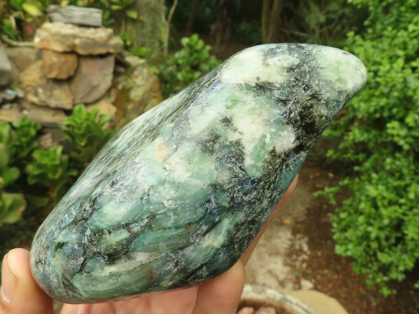 Polished Green Emerald Matrix Free Forms x 2 From Zimbabwe - Toprock Gemstones and Minerals 