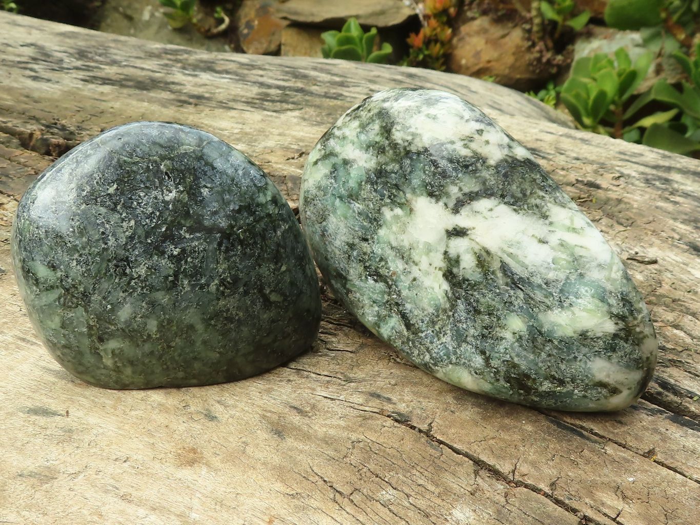 Polished Green Emerald Matrix Free Forms x 2 From Zimbabwe - Toprock Gemstones and Minerals 