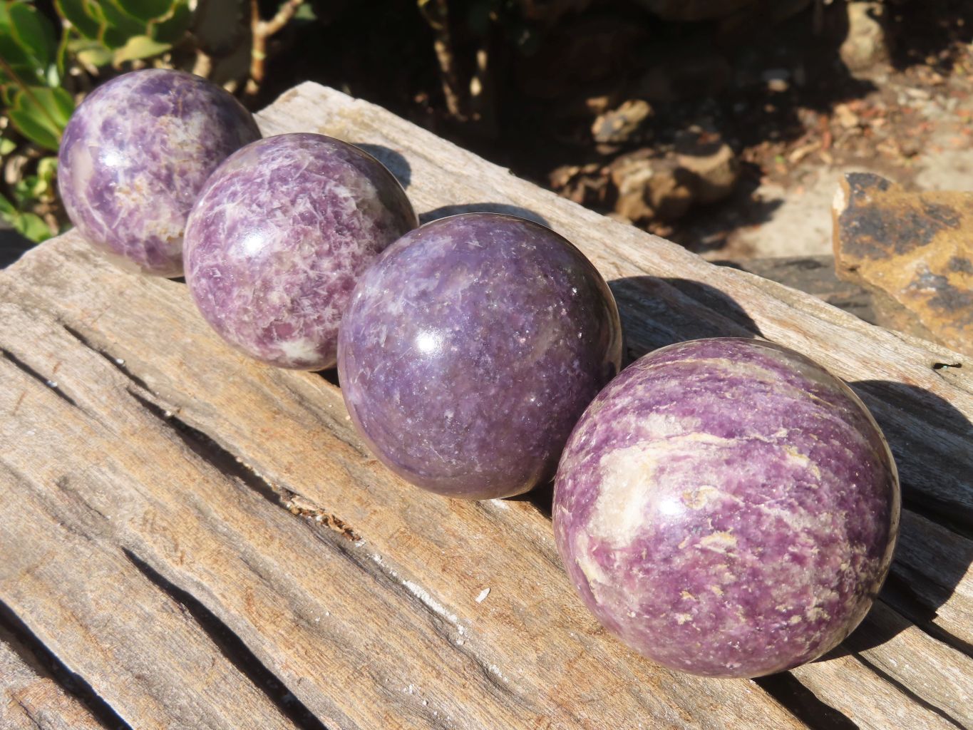 Polished Purple Lepidolite Spheres  x 4 From Madagascar - Toprock Gemstones and Minerals 