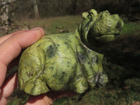 Polished Trio Of Leopard Stone & Verdite Hippo Carvings  x 3 From Zimbabwe - TopRock