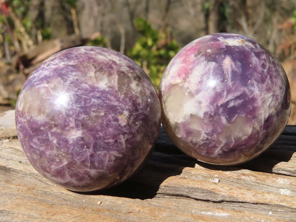 Polished Purple Lepidolite Spheres  x 4 From Madagascar - Toprock Gemstones and Minerals 