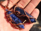 Polished  Copper Wire Wrapped Sodalite Pendants x 6 From Namibia - Toprock Gemstones and Minerals 