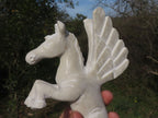 Polished Hand Carved White Marble Pegasus Sculpture x 1 From Zimbabwe - TopRock