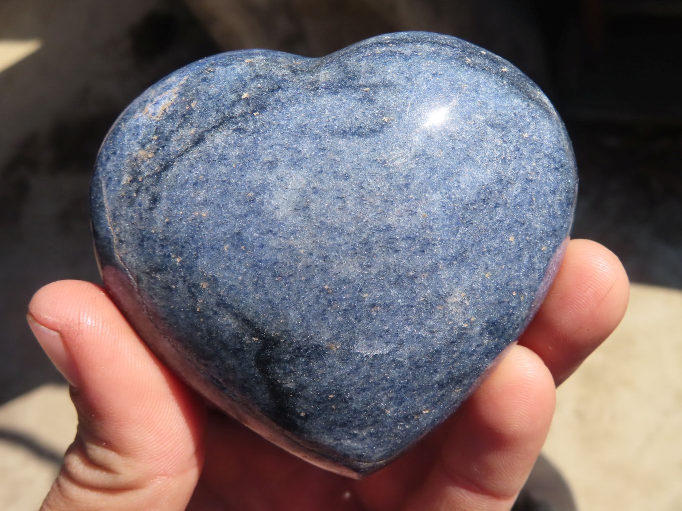 Polished Blue Lazulite Hearts  x 6 From Madagascar - Toprock Gemstones and Minerals 