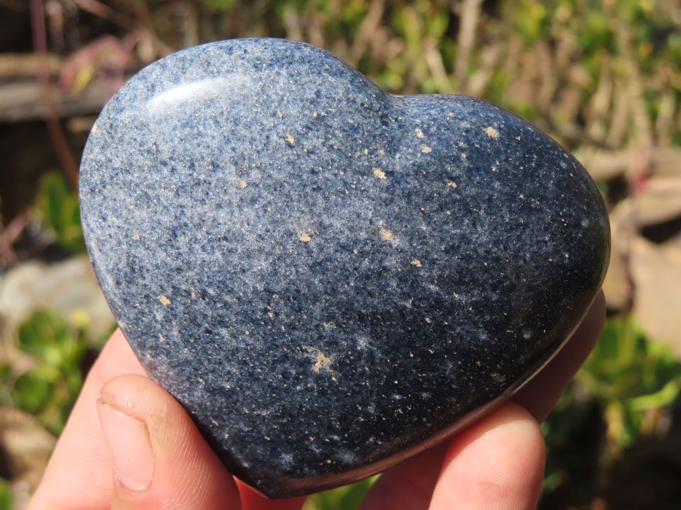 Polished Blue Lazulite Hearts  x 6 From Madagascar - Toprock Gemstones and Minerals 