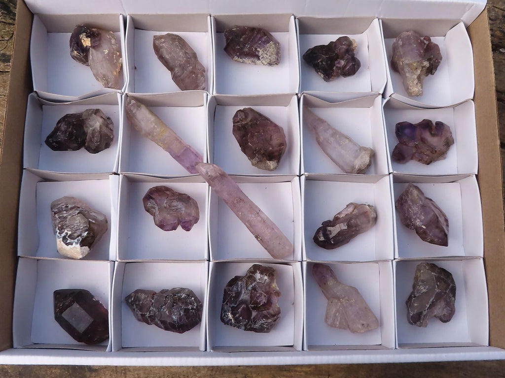 Natural Smokey Amethyst Window Quartz Crystals  x 20 From Chiredzi, Zimbabwe - Toprock Gemstones and Minerals 