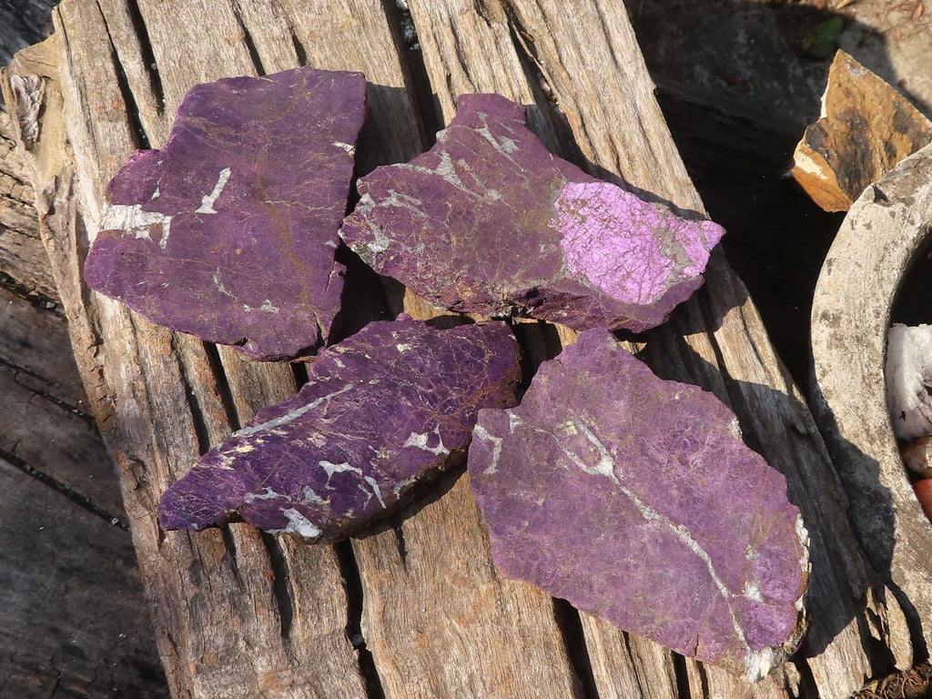 Polished  Metallic Purpurite Slices With Matte Finish x 4 From Erongo, Namibia - Toprock Gemstones and Minerals 