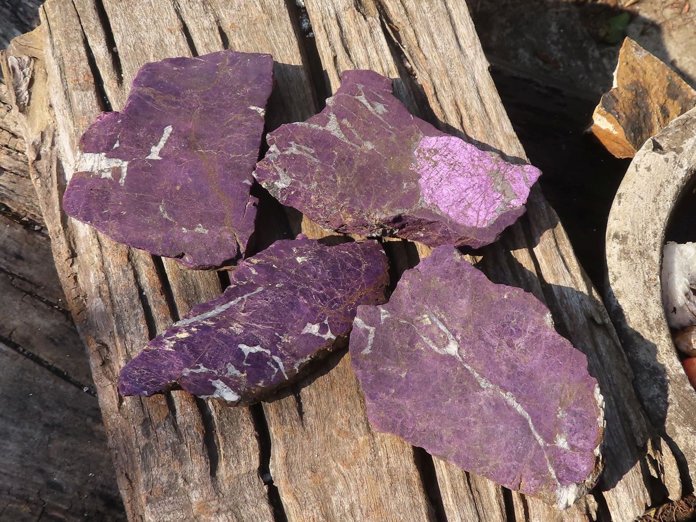 Polished  Metallic Purpurite Slices With Matte Finish x 4 From Erongo, Namibia - Toprock Gemstones and Minerals 