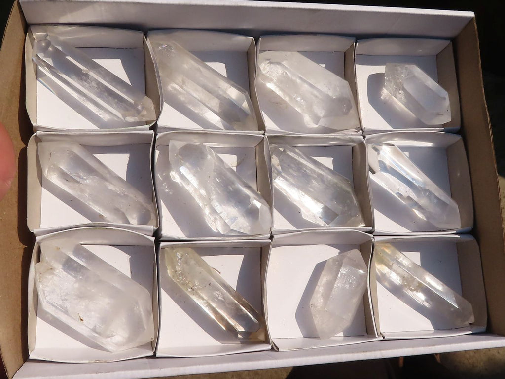 Polished Semi Optic Double Terminated Quartz Points x 12 From Madagascar - Toprock Gemstones and Minerals 