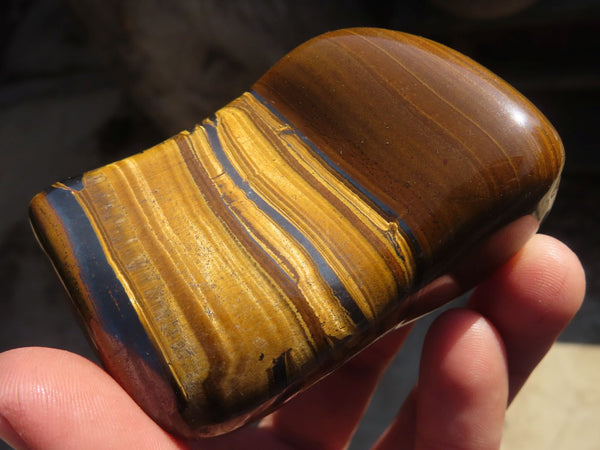 Polished Golden Tigers Eye Free Forms x 12 From Prieska, Northern Cape