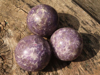 Polished Purple Lepidolite Spheres With Rubellite On Some  x 6 From Ambatondrazaka, Madagascar - Toprock Gemstones and Minerals 