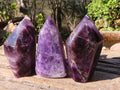 Polished Dark Purple Chevron Amethyst Points  x 6 From Zambia - Toprock Gemstones and Minerals 