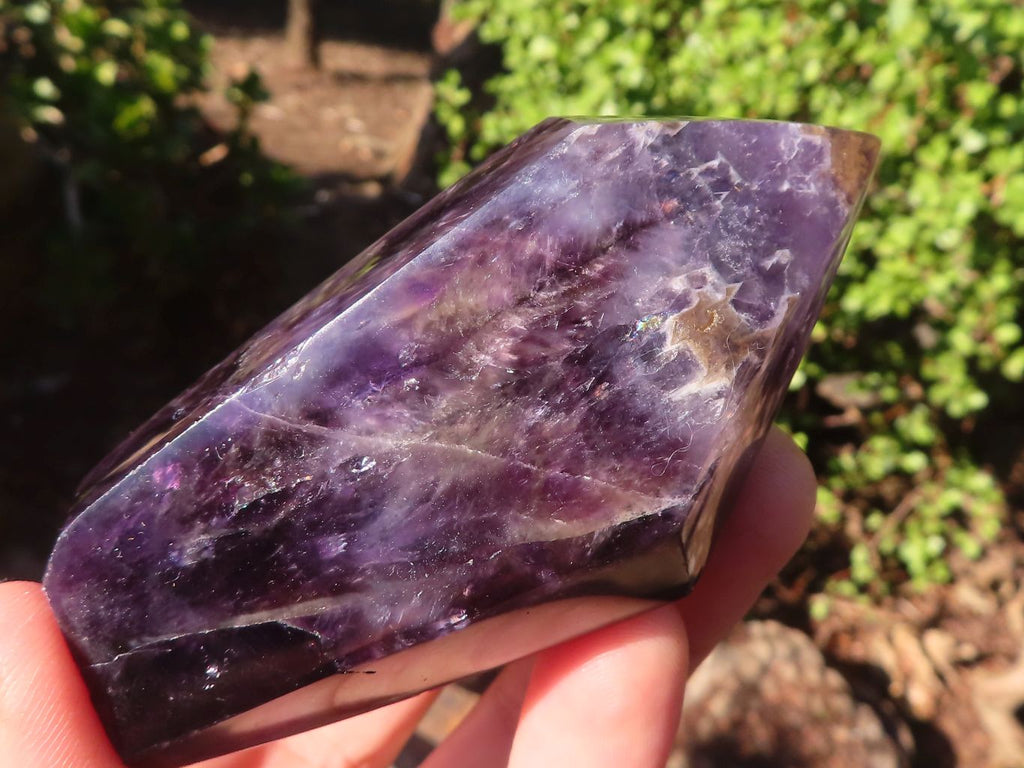 Polished Dark Purple Chevron Amethyst Points  x 6 From Zambia - Toprock Gemstones and Minerals 