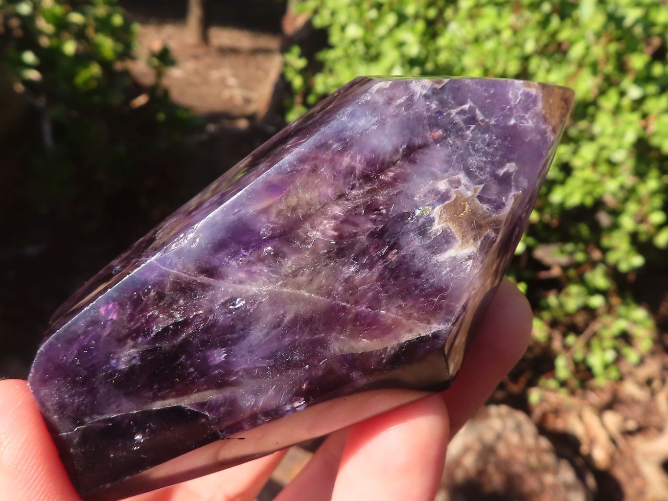 Polished Dark Purple Chevron Amethyst Points  x 6 From Zambia - Toprock Gemstones and Minerals 