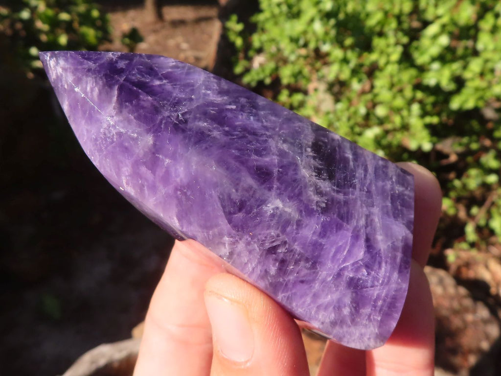 Polished Dark Purple Chevron Amethyst Points  x 6 From Zambia - Toprock Gemstones and Minerals 