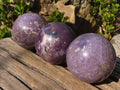 Polished  Lepidolite Spheres With Pink Tourmaline Inclusions  x 4 From Madagascar - Toprock Gemstones and Minerals 