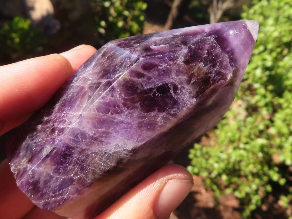 Polished Dark Purple Chevron Amethyst Points  x 6 From Zambia - Toprock Gemstones and Minerals 