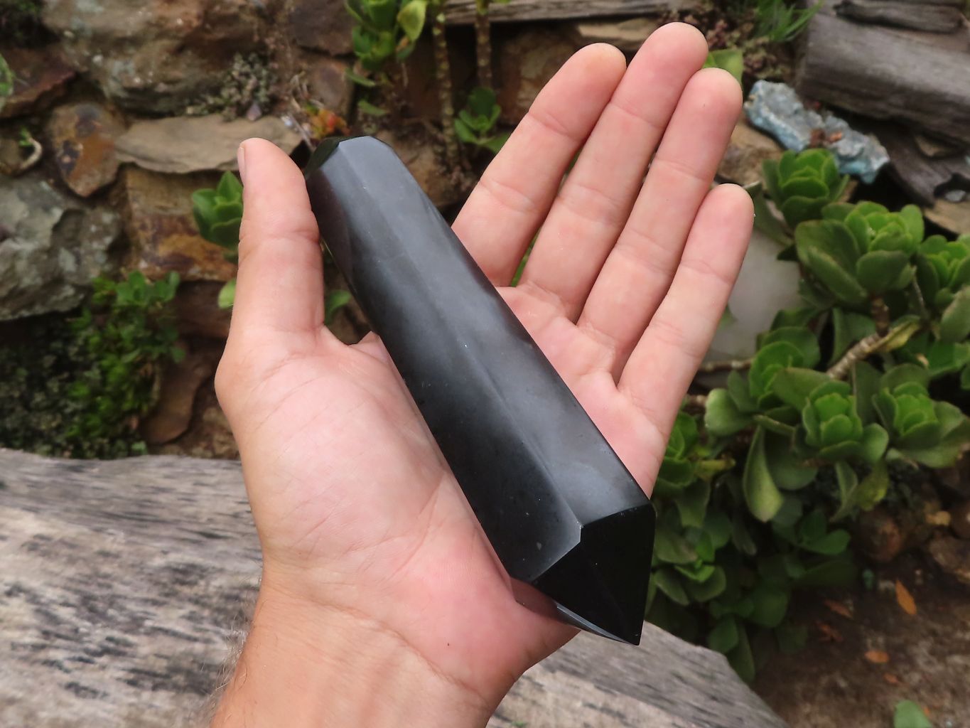 Polished Double Terminated Black Basalt Points  x 4 From Madagascar - Toprock Gemstones and Minerals 