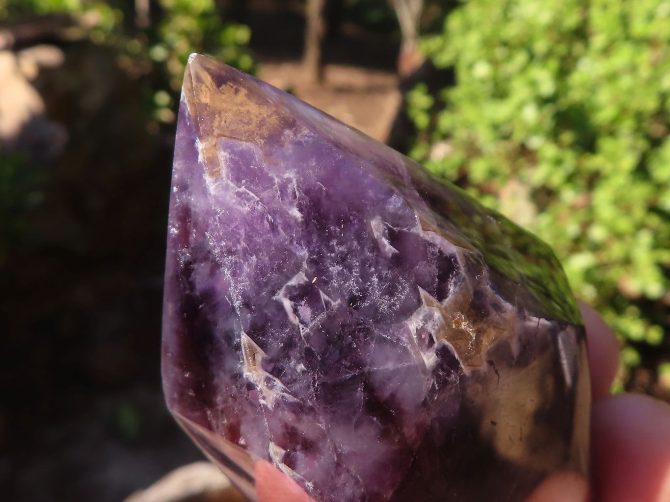 Polished Dark Purple Chevron Amethyst Points  x 6 From Zambia - Toprock Gemstones and Minerals 