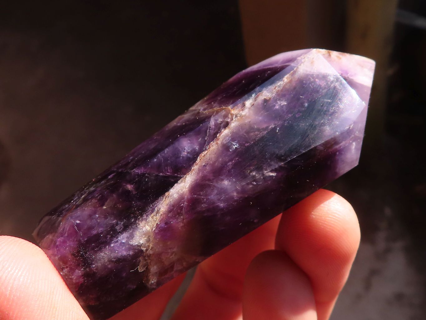 Polished Dark Purple Chevron Amethyst Points  x 6 From Zambia - Toprock Gemstones and Minerals 