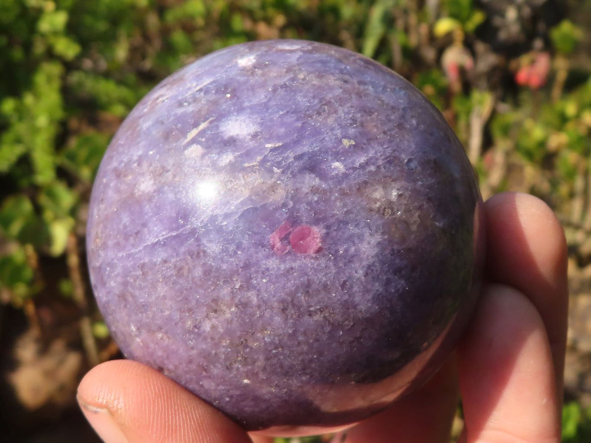 Polished  Lepidolite Spheres With Pink Tourmaline Inclusions  x 4 From Madagascar - Toprock Gemstones and Minerals 