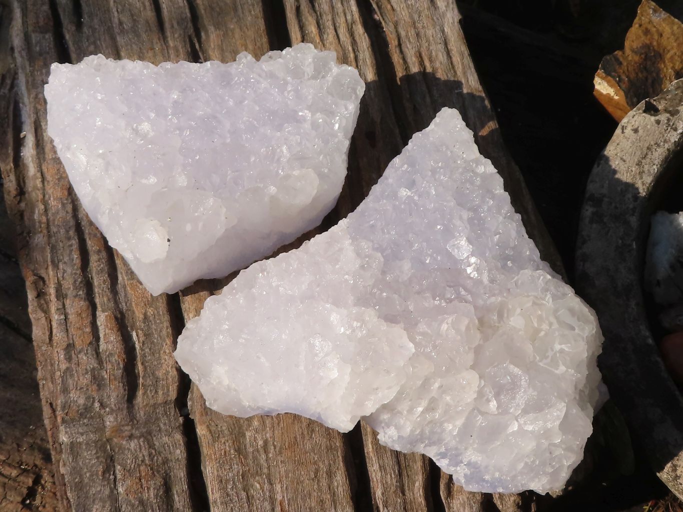 Natural Etched Blue Lace Agate Geode Specimens x 2 From Nsanje, Malawi - Toprock Gemstones and Minerals 