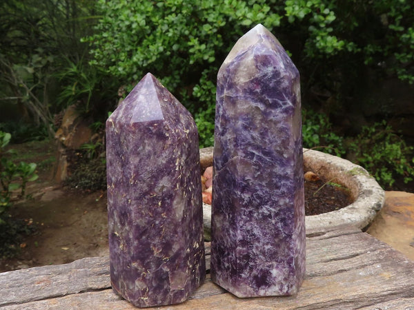 Polished Purple Lepidolite Points  x 2 From Madagascar - Toprock Gemstones and Minerals 