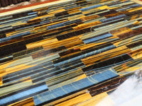 Polished Extra Large Blue Gold Tigers Eye Table Top With Amboia Hard Wood  x 1 From Southern Africa - Toprock Gemstones and Minerals 