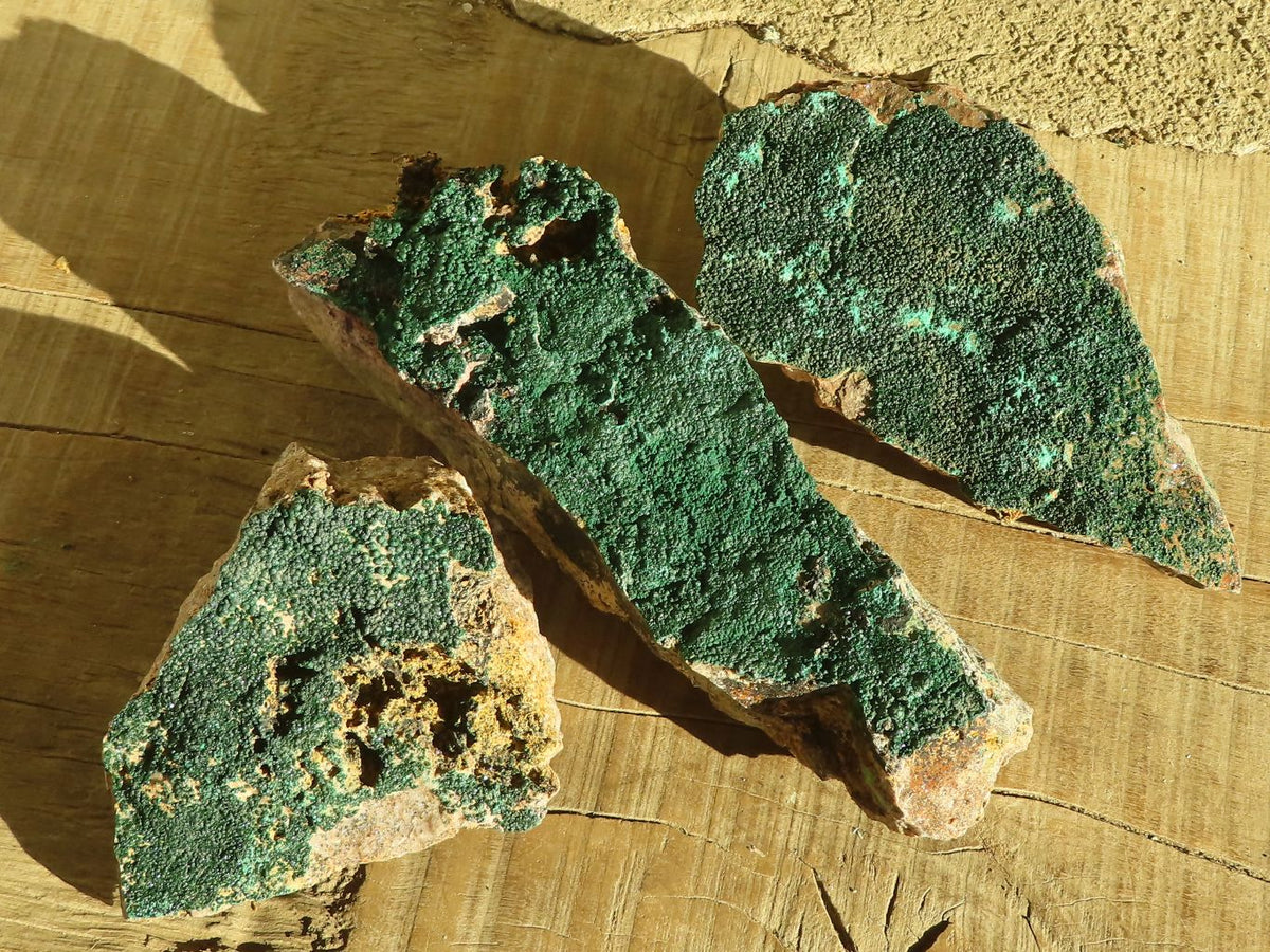 Natural Crystalline Malachite Specimens  x 3 From Congo - Toprock Gemstones and Minerals 