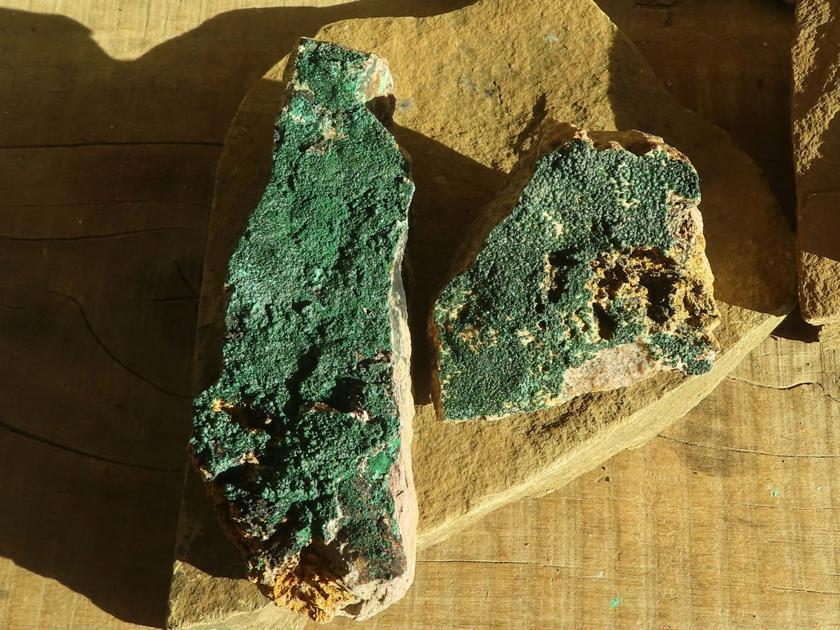 Natural Crystalline Malachite Specimens  x 3 From Congo - Toprock Gemstones and Minerals 