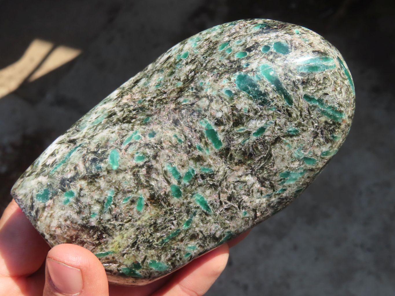 Polished Rare Emerald Mica In Matrix Standing Free Forms x 1 From Mutoko, Zimbabwe - Toprock Gemstones and Minerals 