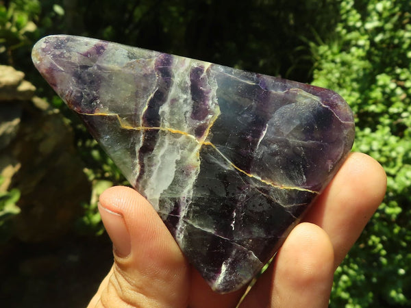 Polished Semi Translucent Watermelon Fluorite Palm Stones  x 13 From Uis, Namibia - TopRock