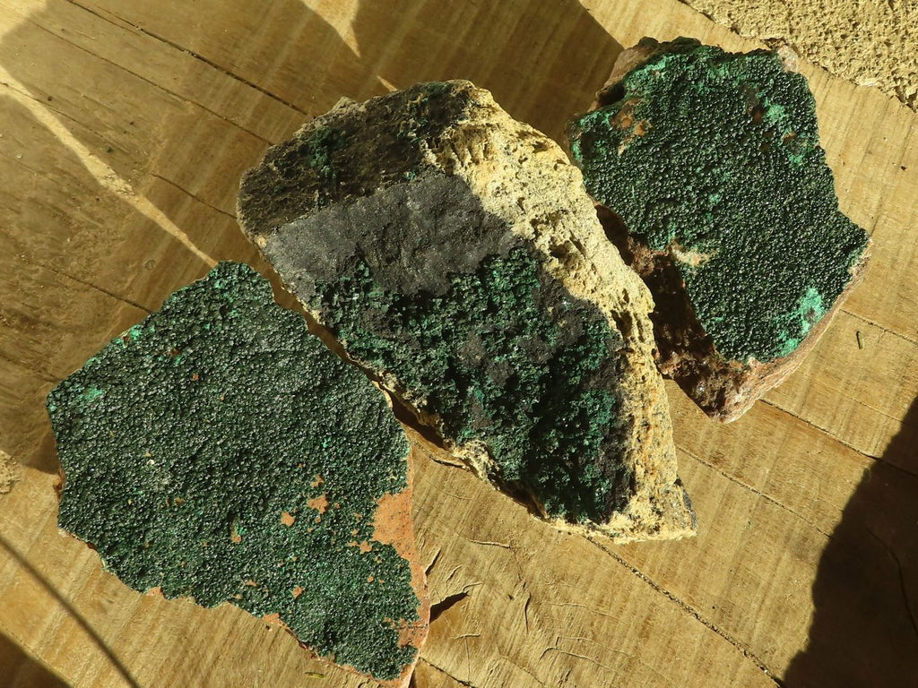 Natural Crystalline Malachite Specimens  x 3 From Congo - Toprock Gemstones and Minerals 