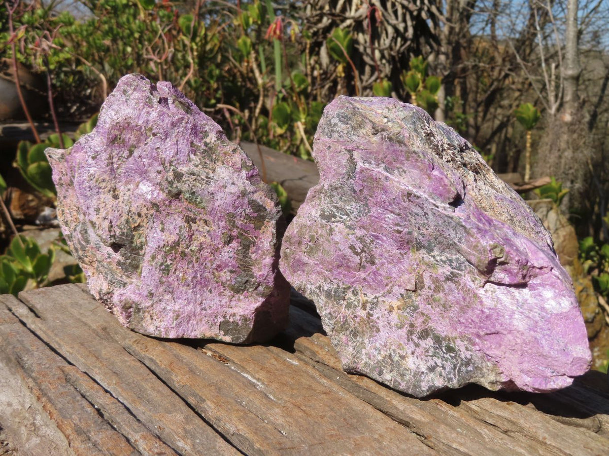 Natural Rough Stichtite & Serpentine Specimens x 2 From Barberton, South Africa - Toprock Gemstones and Minerals 