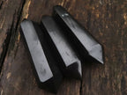 Polished Double Terminated Black Basalt Points  x 3 From Madagascar - TopRock