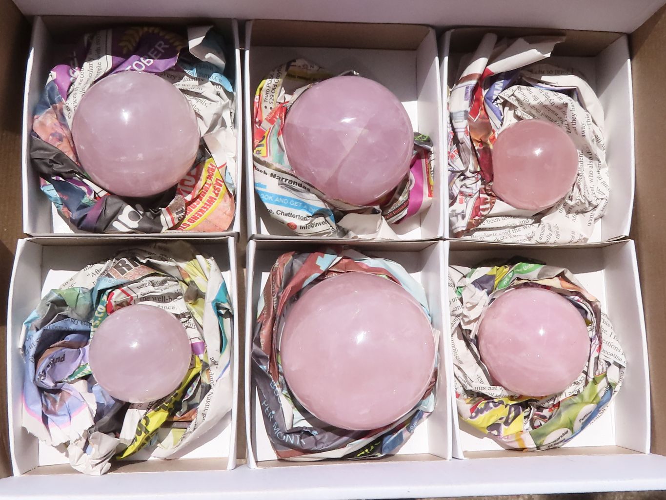 Polished Gemmy Pink Rose Quartz Spheres  x 6 From Ambatondrazaka, Madagascar - TopRock