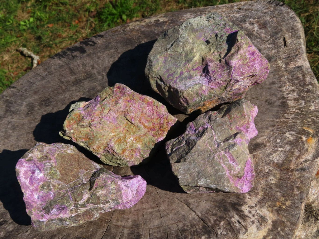 Natural Rare Stichtite & Green Serpentine Specimens x 4 From Barberton, South Africa - TopRock
