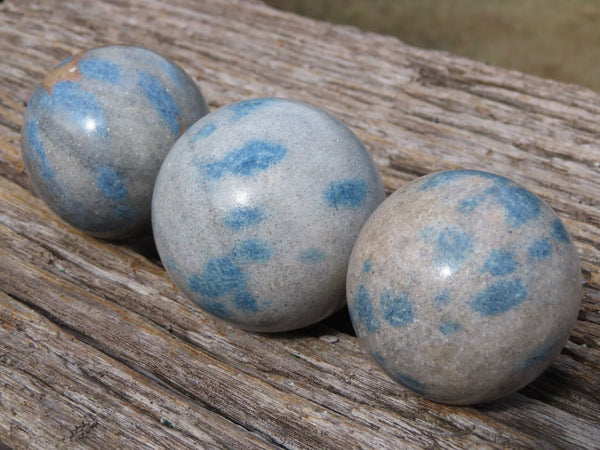 Polished Small Highly Selected Blue Spotted Spinel Dalmatian Stone Spheres x 12 From Madagascar - TopRock