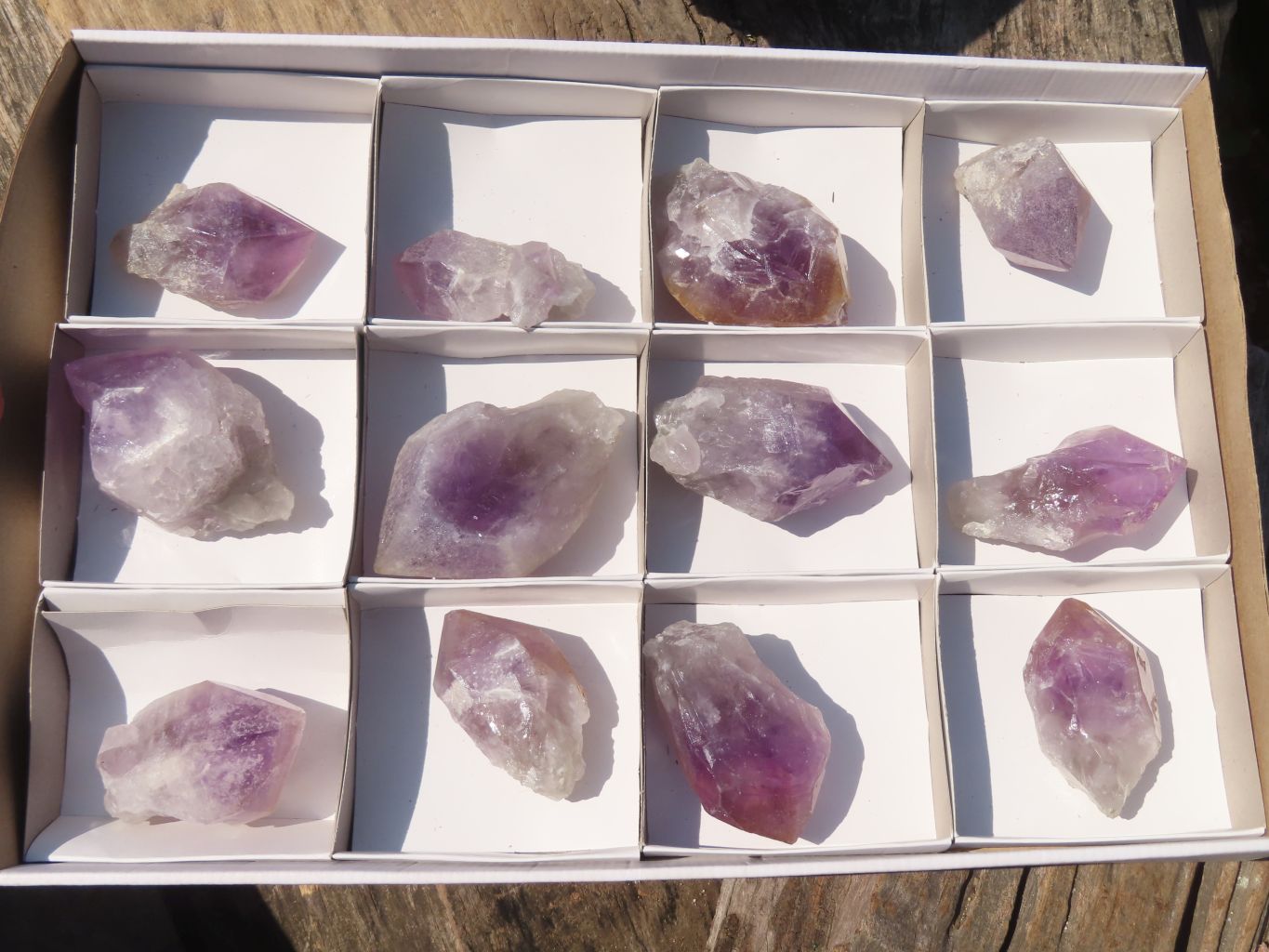 Natural Single Jacaranda Amethyst Crystals x 12 From Mumbwe, Zambia - Toprock Gemstones and Minerals 