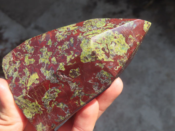 Polished Bastite Dragon Blood Stone Points  x 4 From Tshipise, South Africa